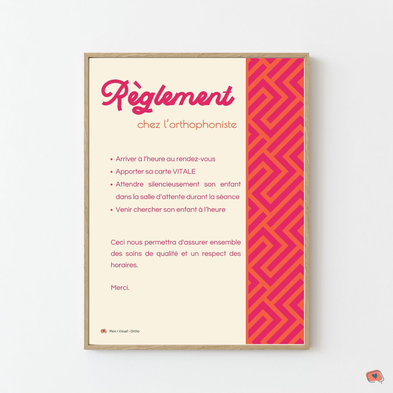 Affiche Règlement chez l'orthophoniste 2