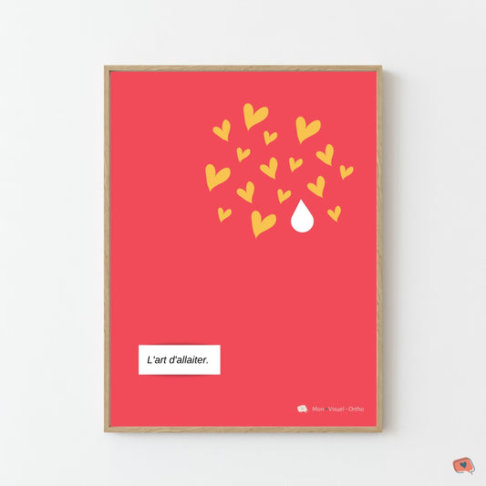 Affiche L'Art d'Allaiter - Nuage de coeurs et goutte de lait