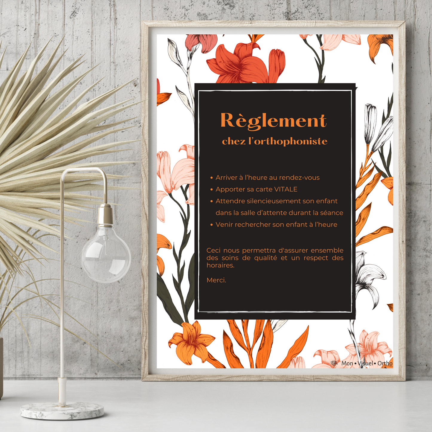 Affiche Règlement chez l'orthophoniste