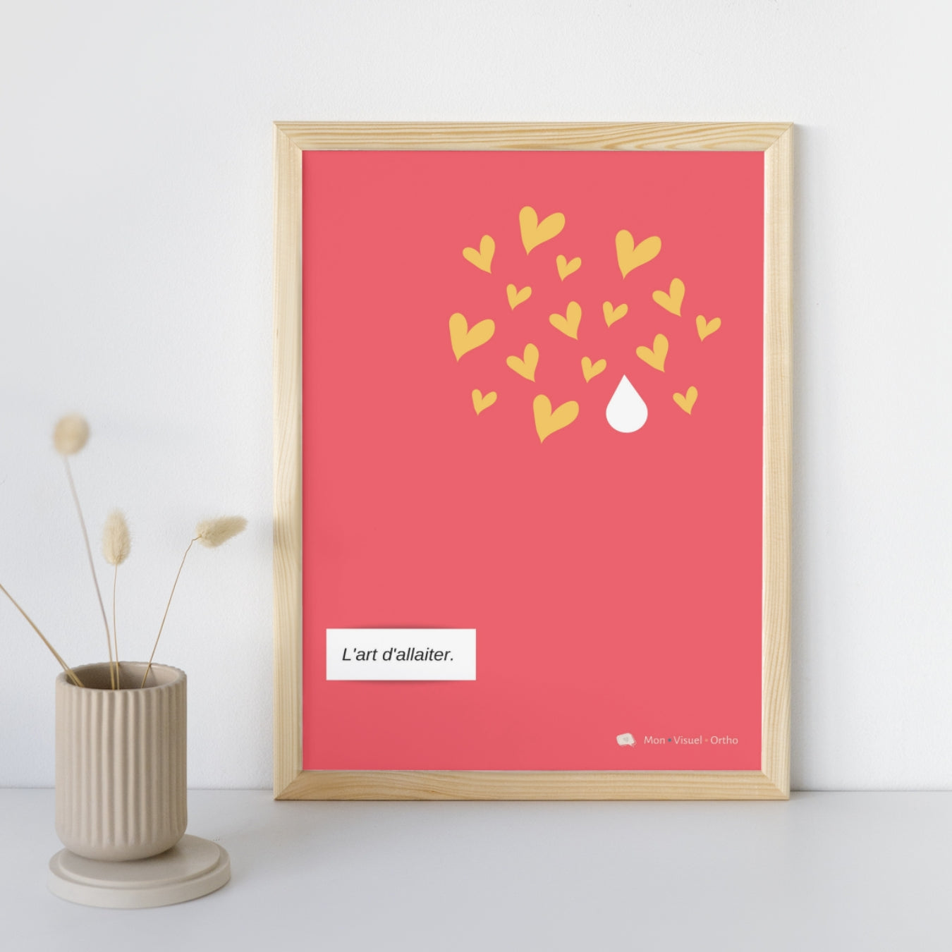 Affiche L'Art d'Allaiter - Nuage de coeurs et goutte de lait