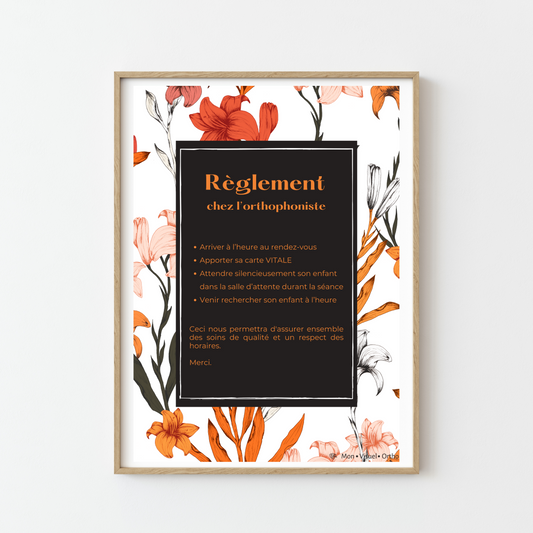 Affiche Règlement chez l'orthophoniste